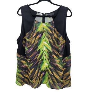 Lane Bryant Top‎ Womens 20 Sleeveless Scoop Edgy Abstract Botanical Camo Black